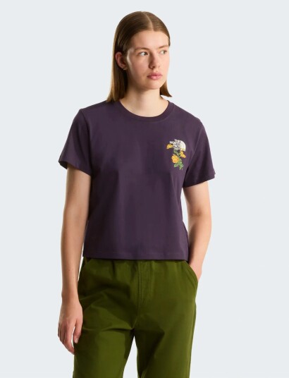 The North Face W Flora Embro Regular Short Sleeve Tee G Purple L