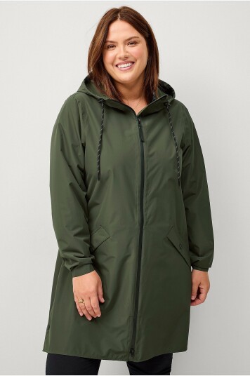 Zizzi Regnfrakk caKlara Zip L/S Raincoat Grønn Zizzi Regnfrakk caKlara Zip L/S Raincoat Grønn