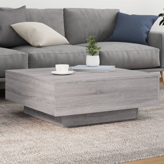  Salongbord med LED-lys grå sonoma 80x80x31 cm 836593