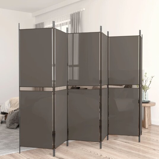 vidaXL Romdeler med 6 paneler antrasitt 300x180 cm stoff