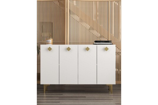 Sylas Konsollbord 120x120 cm Hvit/Gull