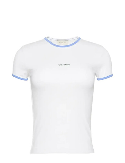 Calvin Klein Jeans Ss Color Block Cotton Rib Baby T - White - XS
