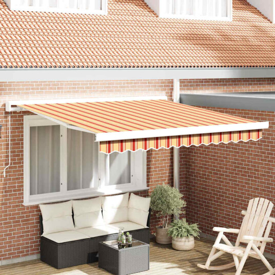  Manuell Uttrekkbar Markise Gul og Oransje 350x250 cm