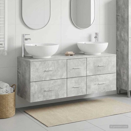 vidaXL Baderomsinnredningssett 3 stk. Betonggrå 49,5 x 44,5 x 65 cm vidaXL Baderomsinnredningssett 3 stk. Betonggrå 49,5 x 44,5 x 65 cm