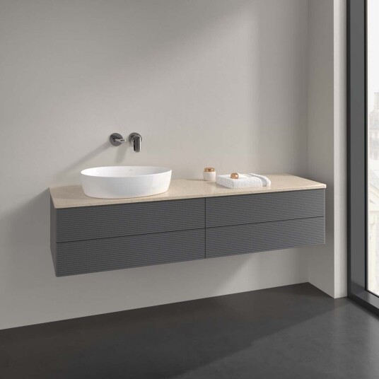 Villeroy & Boch Antao Servantskap med 4 skuffer 160x50x36 cm m/lys Antrasitt/Crème