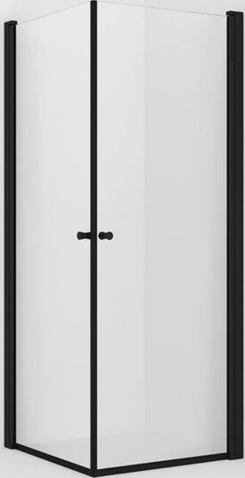 Vikingbad Liam Dusjhjørne Rett H195cm Svart Matt / Klart Glass 70x70cm