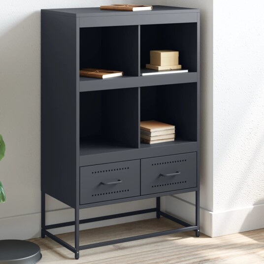 Highboard antrasitt 68,5x39x111,5 cm kaldvalset stål