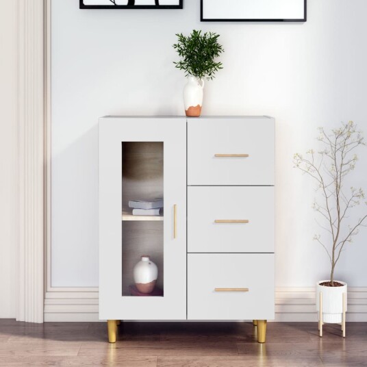 vidaXL Skjenk hvit 69,5x34x90 cm konstruert tre vidaXL Skjenk hvit 69,5x34x90 cm konstruert tre