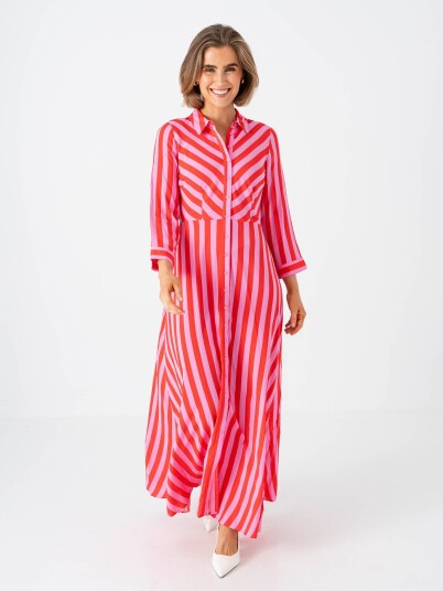 Y.A.S Savanna Long Shirt Dress Rosa XXL