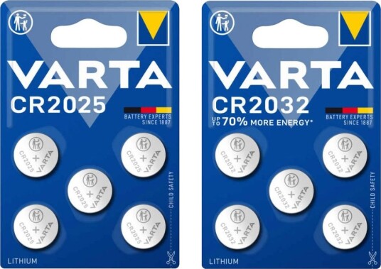 Varta Litium-knappcellebatteri 5-pakning CR2025 + 5-pakning CR2032
