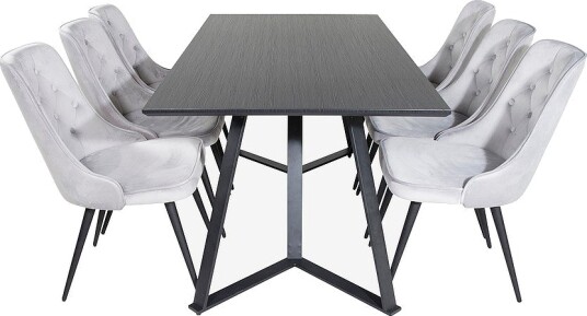 Venture Home Spisegruppe Maggie med 6 stk spisestoler Valleta Svart Venture Home Spisegruppe Maggie med 6 stk spisestoler Valleta Svart