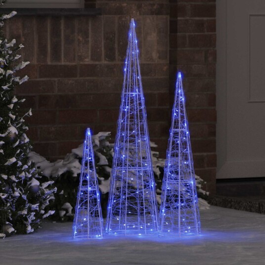 Juletre med 90 LED 3 pcs Blå 20 x 20 x 80 cm Akryl Juletre med 90 LED 3 pcs Blå 20 x 20 x 80 cm Akryl
