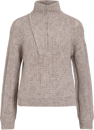 Vila   Polohals  Vigleeba Half Zip Knit Top/Vol/Spi   Brun