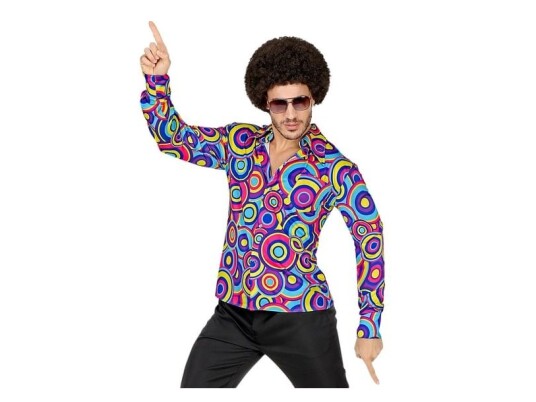 70Er Groovy Skjorte Blue Bubbles 70Er Groovy Skjorte Blue Bubbles