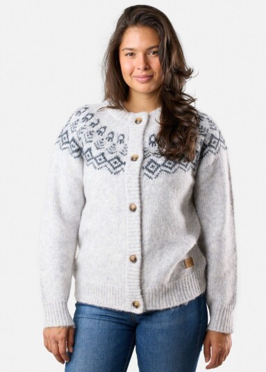 Swedemount Lofoten Wool Knit Cardigan W Lt Grey Melange 34 Sweatshirts