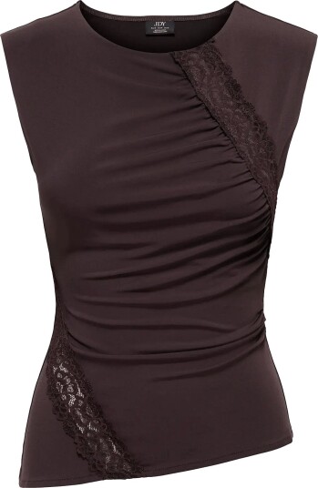JDY Jdymisty S/L Lace Detail Top Jrs Brown XS JDY Jdymisty S/L Lace Detail Top Jrs Brown XS