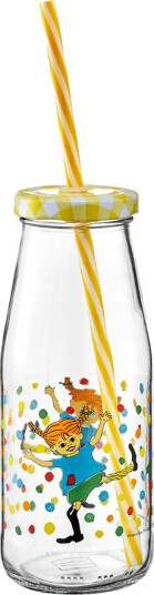 Muurla - Pippi flaske med sugerør og lokk 45 cl hoppsansa Muurla - Pippi flaske med sugerør og lokk 45 cl hoppsansa