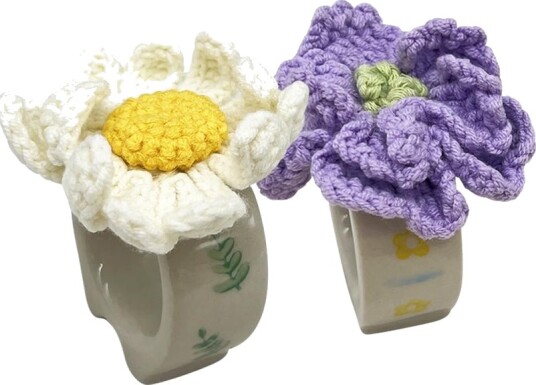 Seasons Summer Collection Serviettring Porselen m/Heklet Blomst 2pk Hvit/Lilla
