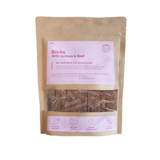 Buddy Petfoods Hjort Tyggepinner 100 g for Hund Buddy Petfoods Hjort Tyggepinner 100 g for Hund