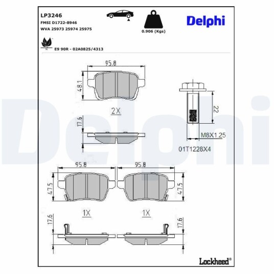 Bremseklosser DELPHI LP3246 Bremseklosser DELPHI LP3246