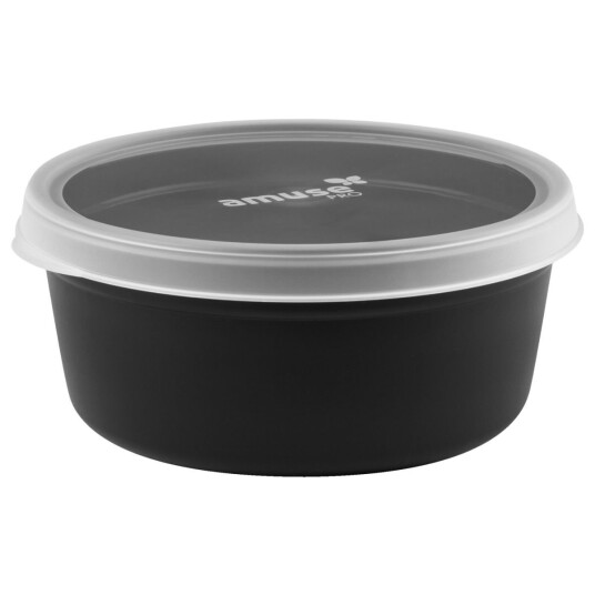 Amuse Pro Gjenbrukbar matboks Amuse Pro rund; 1200 ml 18x7.7 cm (ØxH); Svart; Rund; 10 Stykk / Forpakning