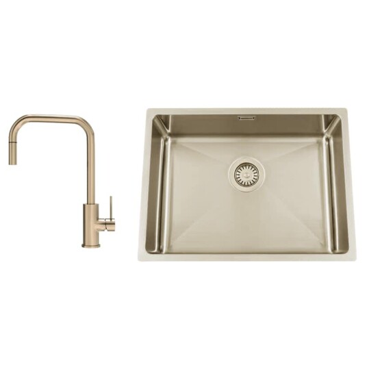 Kjøkkenvask Nordic Tech Titan 530 X med Kjøkkenbatteri Steel Accent Square D