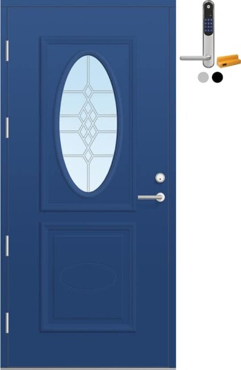 Ytterdør Bygg1 Fjord 05 Blyglass med Yale Doorman Classic Home