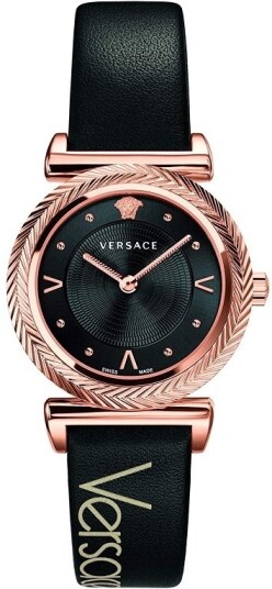 Versace Dameklokke VERE00818 V Motif Sort/Lær Ø36 mm