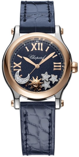 Chopard Dameklokke 278573 6027 Happy Sport Blå/Lær Ø30 mm