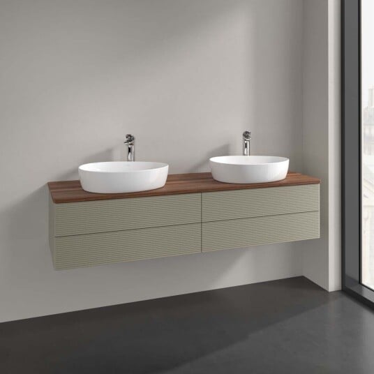 Villeroy & Boch Antao Servantskap med 4 skuffer 160x50x36 cm m/lys Steingrå/Valnøtt Villeroy & Boch Antao Servantskap med 4 skuffer 160x50x36 cm m/lys Steingrå/Valnøtt