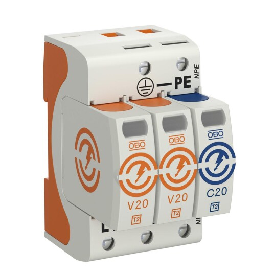 Obo Bettermann 5095252 Overspenningsvern type 2 230 V IP20 V20 2+NPE 280 Stikkontakter & kabler