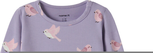 Name It Body I/e NbfVandora Arvestykke Lilac/Birds Name It 56 Langermet Body Lilla Rosa
