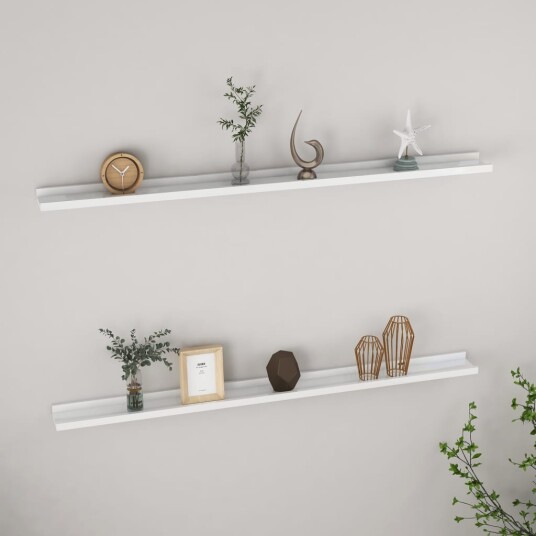 vidaXL Vegghyller 2 stk h?yglans hvit 115x9x3 cm