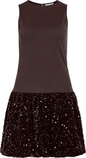 Vila Vibelieve S/S Mix Sequins Dress/1/Pty/Ka COFFEE BEAN M