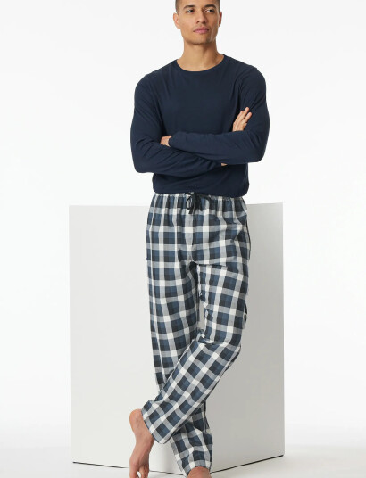 Schiesser Long Pants - Blue - XL