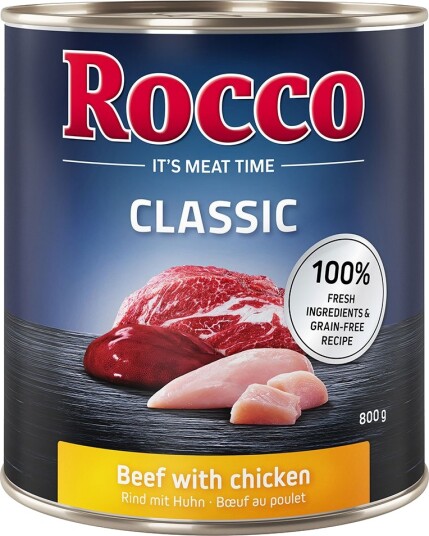 Rocco Våtfôr Classic Storfekjøtt Med Kylling 24 X 800 G