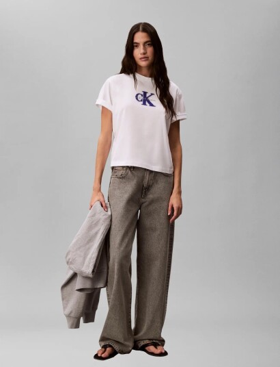 Calvin Klein Jeans Ss Boxy Seasonal Monologo Graphi White S
