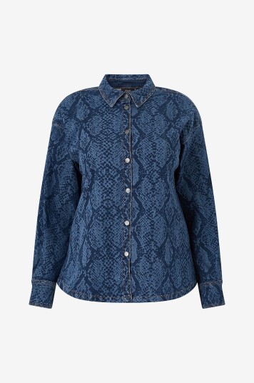 Zizzi Denimskjorte jOlivia L/S Snake Blå