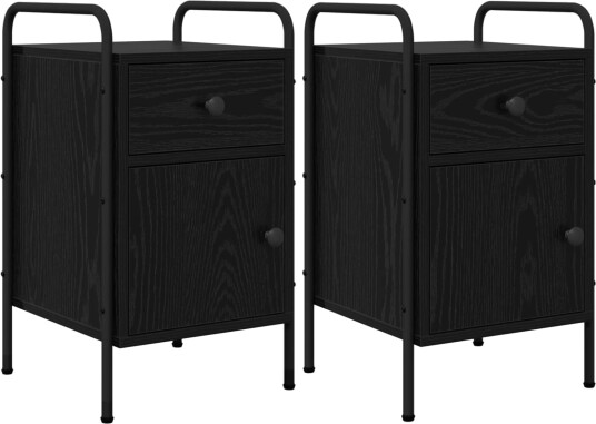 vidaXL Nattbordskap 2 stk. Svart eik 35 x 36,5 x 61 cm Konstruert tre