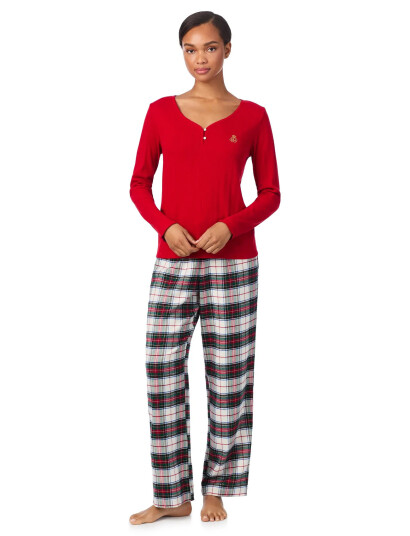 Lauren Ralph Lauren Homewear Lrl L/S Knit Top Long Pant Pj Set Red XS Lauren Ralph Lauren Homewear Lrl L/S Knit Top Long Pant Pj Set Red XS