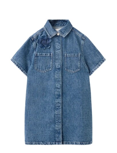 Mango Denim Dress With Flower Detail Blue 10 Mango Denim Dress With Flower Detail Blue 10