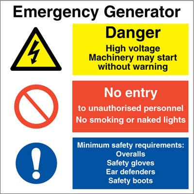 Jo Safety Emergency generator Danger High voltage IMO Combi sign 120058 Jo Safety Emergency generator Danger High voltage IMO Combi sign 120058