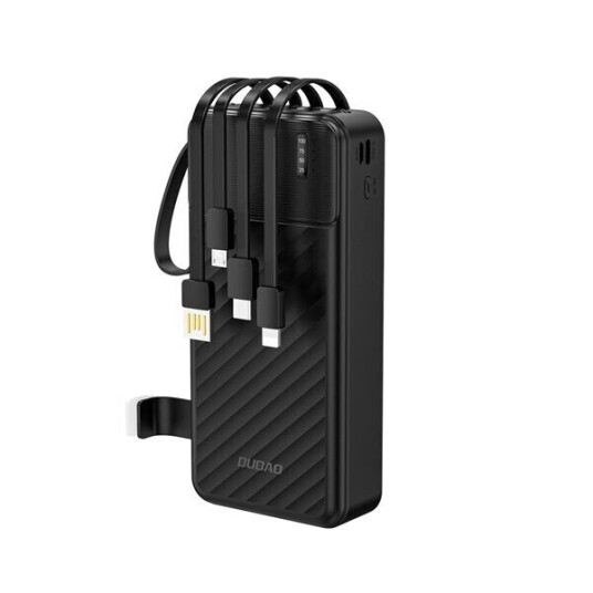 Dudao K11 Pro 20000mAh Powerbank med Integrerte Kabler - Svart
