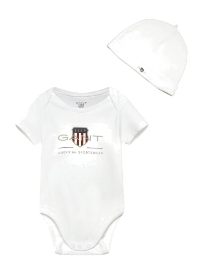 Gant Kids Ss Romper And Hat Set   White   98