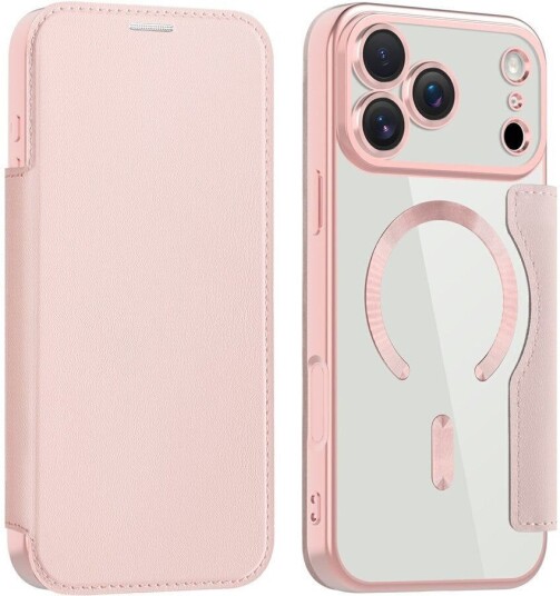 EIDERWOOD iPhone 17 Pro Max Flipp Deksel med Gjennomsiktig Bakside – MagSafe Kompatibel – Rosa