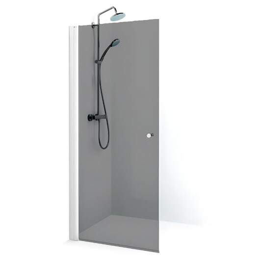 Macro Design Spirit Dusjdør Rett - med Knott Hvit Matt / 77cm Tonet Glass