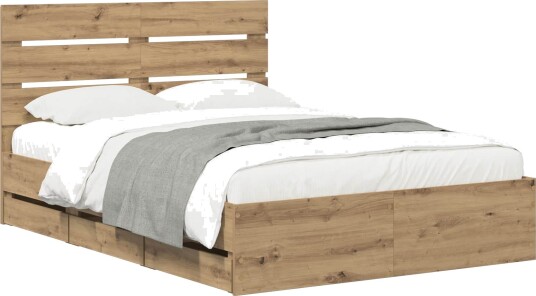 vidaXL Bed Frame with Storage and Headboard Artisan Oak 160 x 200 cm