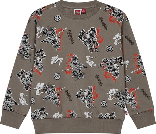 LEGO® Ninjago Collegegenser   LWSian 715   Brun m. Trykk   LEGO® Wear   7 år (122)   Collegegenser Hvit Svart