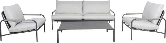 Venture Design Dottoria sofagruppe Mørk grå med grå pute 2,5 seters sofa 2 lenestoler og bord Grå
