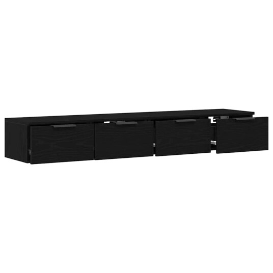 Veggskap 2 stk Svart Eik 68x30x20 cm Konstruert Tre